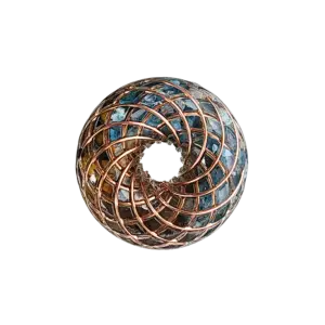 Trini-Coil by TRINIQA จี้พลังงานรูปทรง Torus พันลวดทองแดงตามทฤษฎี Vortex math - Sacred Geometry ประกอบด้วยหิน Blue Apatite, Tiger Eye และ Smoky Quartz