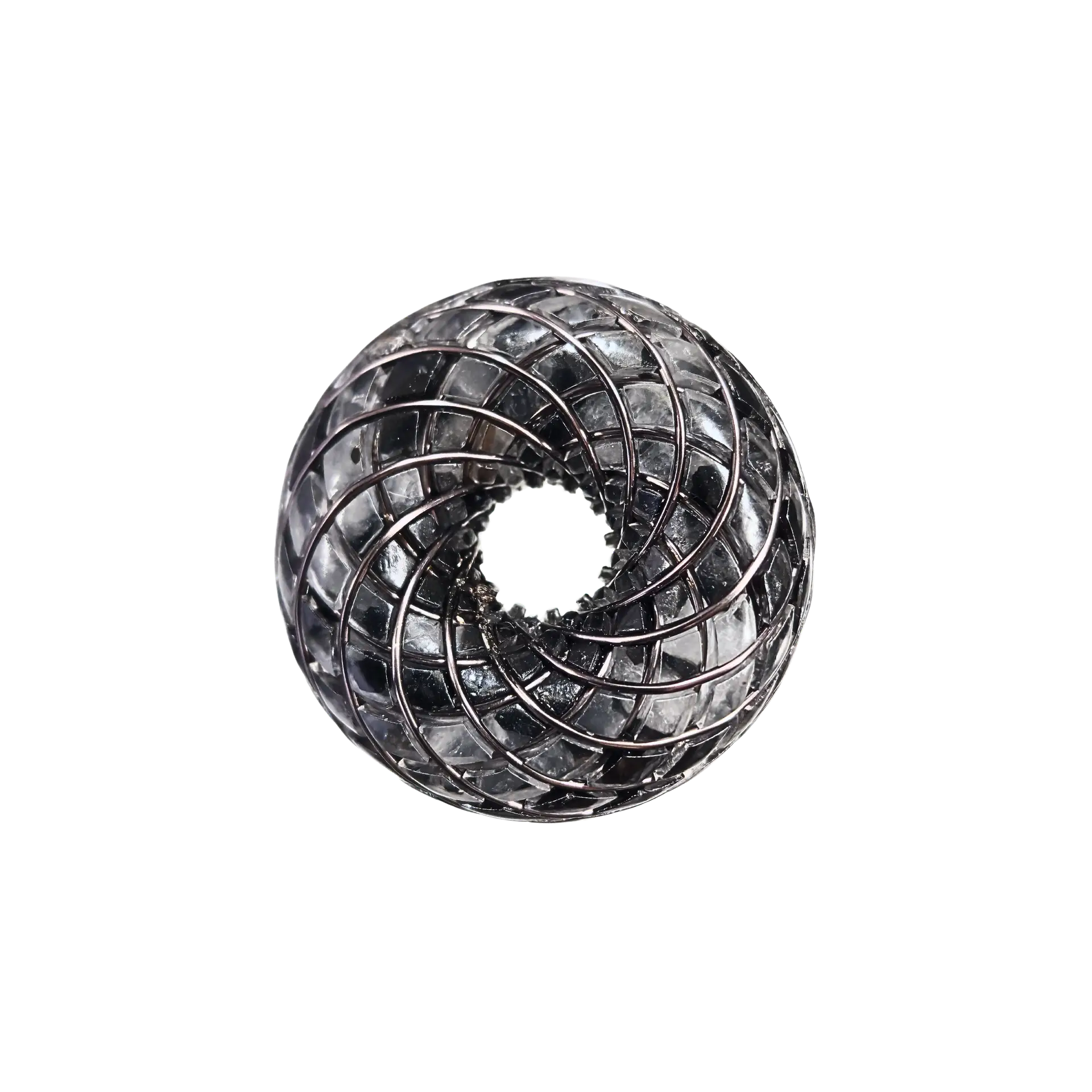 Trinicoil จี้พลังงานรูปทรง Torus ผสมหิน Clear Quartz, Black Tourmaline และ Shungite